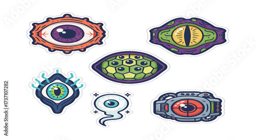 eye illustrations collection a set of bizarre eye designs for graphic arts projects with cartoonish style and surreal themes perfect for posters.