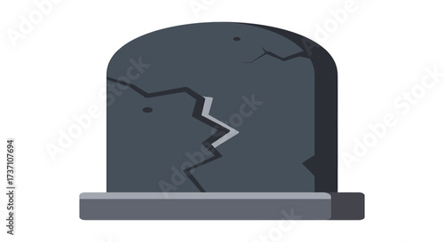 old tombstone with cracks and damage representing the passage of time in a graveyard ideal for halloween designs or gothic illustrations.