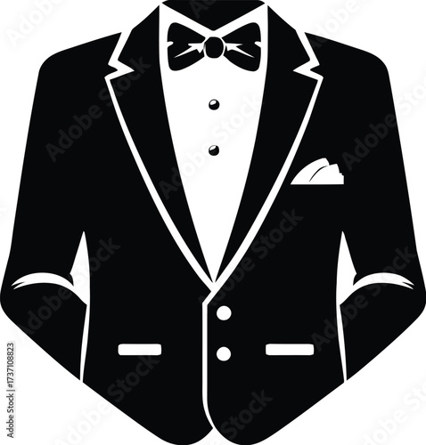 Elegant black tuxedo jacket with bow tie formal menswear fashion business attire