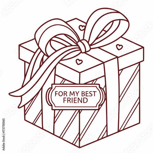 A beautifully wrapped gift box with a large bow and a tag that says for my best friend symbolizing friendship and appreciation