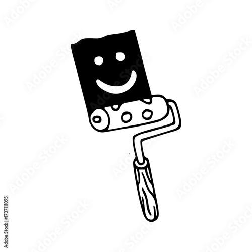 paint roller making happy face
