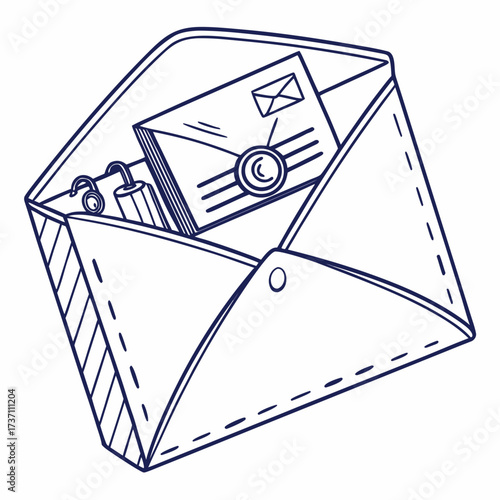 Secure and confidential communication concept an open envelope containing a sealed letter and a padlock