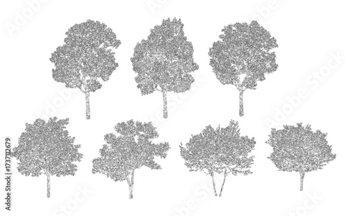 front View Vector Icons of Trees and Plants for Floor Plan and Architectural Design Projects