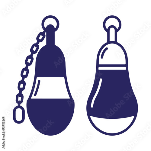 Two stylized vector illustrations of bell shaped objects perfect for nautical designs