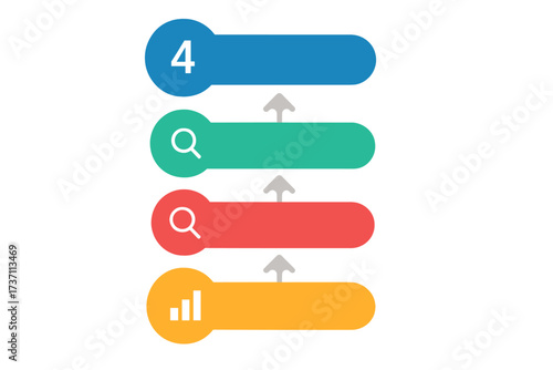 Business data visualization process chart. Infographic template with 4 steps, options, parts or processes. Abstract diagram elements for presentation. Vector workflow concept.