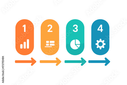 Modern infographic template with 4 steps. Business data visualization process chart. Abstract elements of graph, diagram with four options, parts or processes. Vector timeline.