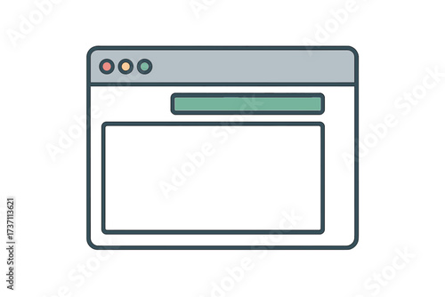 Browser window vector illustration. Simple web browser mockup in flat style. Blank page for website screen design. Internet user interface concept. Empty web template layout.