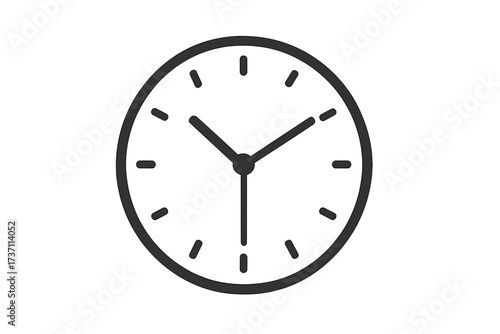Clock icon in simple flat line style. Symbol of time, schedule, deadline, or timer. Minimalist pictogram for web design, logo, app, and UI. Vector isolated illustration.