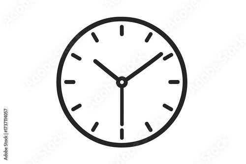 Clock icon in a simple line style. Time symbol for web, logo, and app UI design. Watch face pictogram. Timer or stopwatch sign for schedule, deadline, or appointment concept.