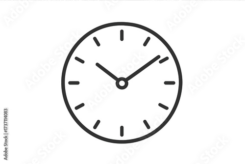 Clock icon in thin line style. Time symbol for web design, logo, app and UI. Watch, timer, and schedule concept. Simple linear pictogram isolated on white background. Vector.