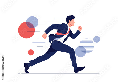 Businessman Running Fast Towards Success Business Concept.