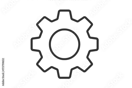Gear icon for settings, cogwheel symbol. Configuration, options, preferences & setup concept. Industrial & mechanical engineering process. Flat line style for web & app UI. Vector