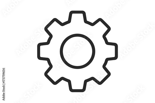 Gear icon symbol for settings and configuration. Flat line style cogwheel for web design, logo, app, and UI. Mechanical engineering, progress, and options concept vector.