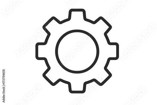 Gear line icon. Cogwheel vector. Symbol of settings, configuration, support, options, preferences. Technical service. Mechanical, engineering. Progress, process. Web, app, UI, UX.