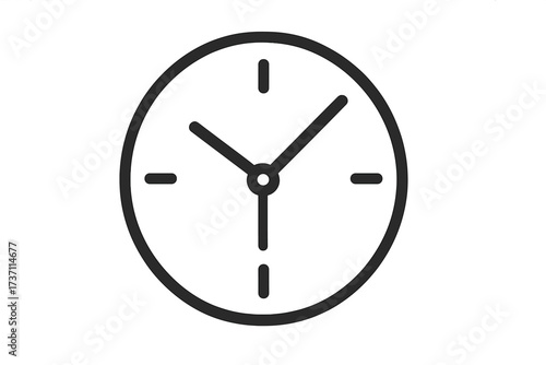 Clock icon in thin line style. Time symbol for web, logo, app and UI design. Watch, timer, and schedule concept. Minimalist pictogram isolated on white background. Vector.