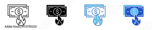 Burning Icon Set Multiple Style Collection	