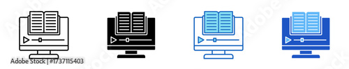 Online Course Icon Set Multiple Style Collection	