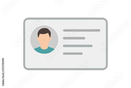 Identification card vector. Personal info data. Identity document with person photo and text clipart. Driver license template. Staff badge icon. Access control concept. User profile.