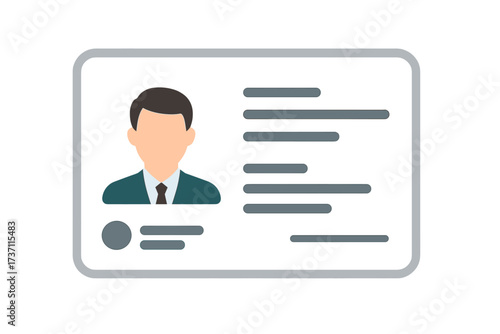 Identification card vector illustration. Personal info data, identity document with person photo. Employee badge, driver license concept. Flat design for security, access control.