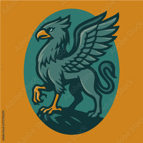 Noble Griffin Emblem With Wings And Talons Fantasy Heraldic Crest Vector