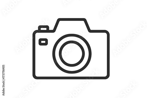 Camera icon in a trendy flat line style. Photography and videography concept. Photo camera symbol for website design, logo, app, and UI. Digital device and gadget sign.