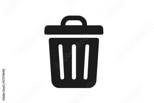 Trash can icon symbol for delete or remove action, modern flat style graphic for website design, app interface, UI element, isolated vector illustration