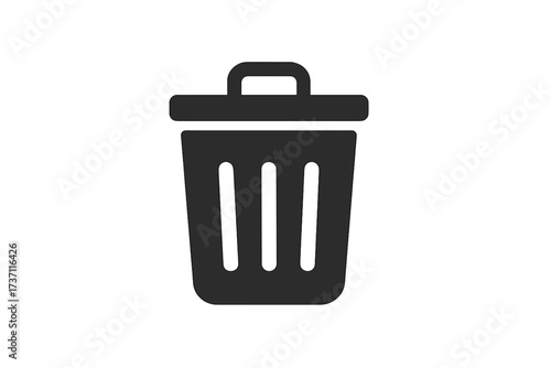 Trash can icon vector symbol for delete remove button, flat style garbage bin graphic for web design, app UI, interface element, isolated on white background, EPS 10