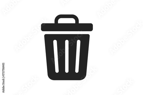 Trash can icon symbol for delete or remove action, flat style design for website, app, UI interface, clean isolated vector illustration for digital use