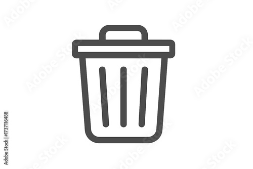 Trash can icon delete remove symbol. Flat style design vector illustration for website logo app UI. Garbage bin container simple line art isolated on white background.