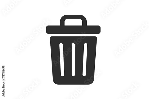 Trash can icon symbol representing delete and remove actions, stylish flat design for web and app UI, logo, isolated vector illustration for user interface and digital use