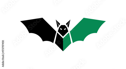bat silhouette logo design a stylized nocturnal animal emblem with black and green wings conveying mystery perfect for brand identity and halloween