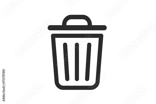 Trash can icon. Delete symbol. Remove button for web design, app, UI. Flat line vector pictogram isolated on white. Garbage bin silhouette for rubbish or junk concept.