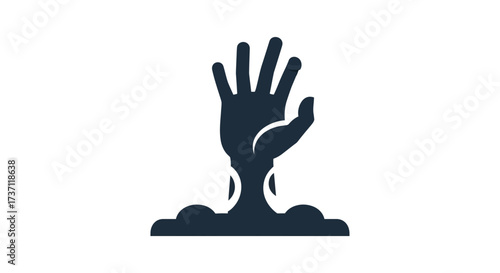 zombie hand rising from the ground a spooky undead arm reaching up at night depicting horror perfect for halloween illustrations scary concept