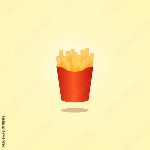 French fries vector illustration isolated on yellow.
