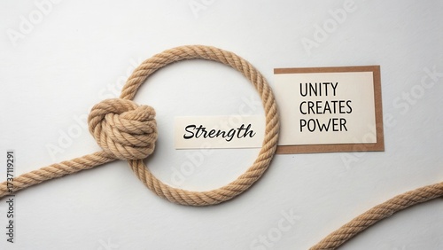 Wallpaper Mural Strength of Unity Illustrated by a Knot in Rope with Text Highlighting Power and Connection in a Minimalistic Design Torontodigital.ca