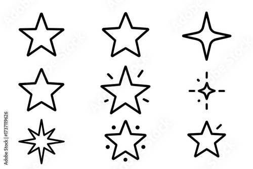 Star line icon collection with editable strokes, perfect for infographics, articles, books, flyers, banners, cartoon vector illustrations, transparent background design