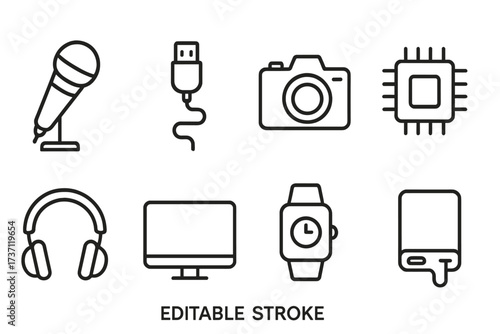 Progress bar growth diagram simple icon collection with editable stroke, perfect for infographics, articles, books, flyers, banners, business presentation vector cartoon illustration