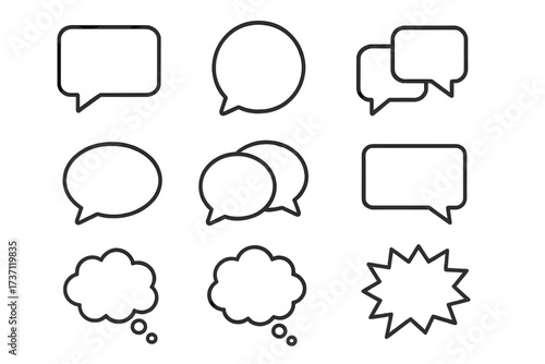 Speech Bubble Icons Collection for Communication and Dialogue, Editable Stroke Line Art, Ideal for Infographics, Articles, Books, Flyers and Banners, Vector Cartoon Design