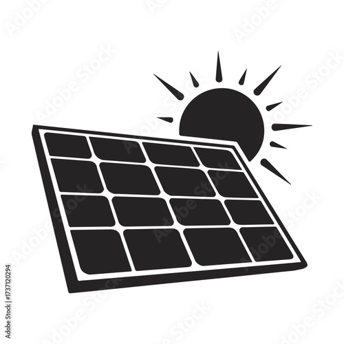 Vector art of solar panel with sun, a sustainable energy source