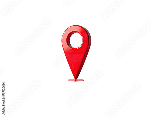 3D red location pin graphic on black background