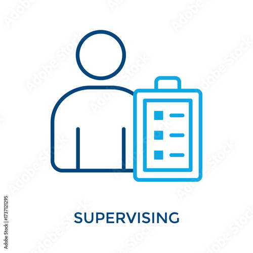Supervising Icon Outline Color Style. Vector Illustration For Graphic Design