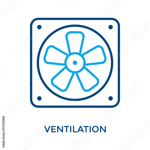 Ventilation Icon Outline Color Style. Vector Illustration For Graphic Design