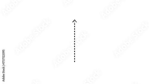 up pointing dotted arrow icon sign animation with alpha channel white background minimal motion graphic black arrow direction 4k video loop.