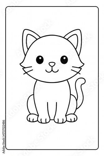 Cartoon cat illustration with simple lines and playful expression  