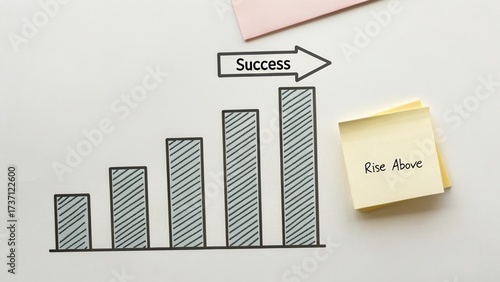 Wallpaper Mural Chart Illustrating Growth Toward Success with Sticky Notes on White Background in Minimalist Style Torontodigital.ca