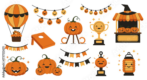 halloween party decorations of pumpkins and lights for a festive fall celebration ideal for holiday-themed designs and seasonal event promotions