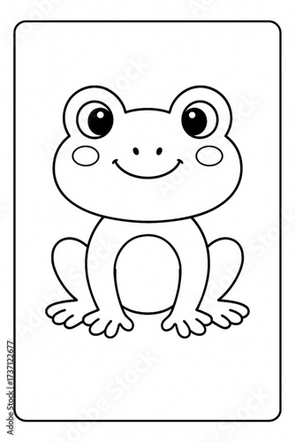 Cartoon frog illustration with smiling face and big eyes  