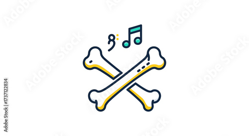 musical crossbones design bones crossing with music notes illustration creating a playful yet edgy vibe ideal for music-themed halloween events