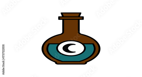 Mysterious elixir bottle a magical potion containing moonlight ready for alchemists use in spell casting and mystical remedies creating wonder and magic.