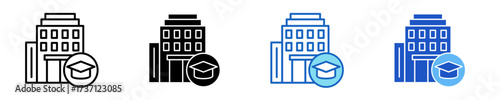 Dormitory  Icon Set Multiple Style Collection